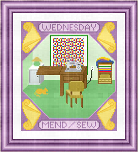 cross stitch pattern Wednesday - Mend  and Sew