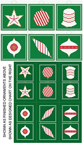 cross stitch pattern Tree Decorations - 6 Ornament Set