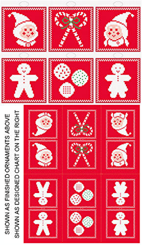 cross stitch pattern Christmas Icons - 6 Ornament Set