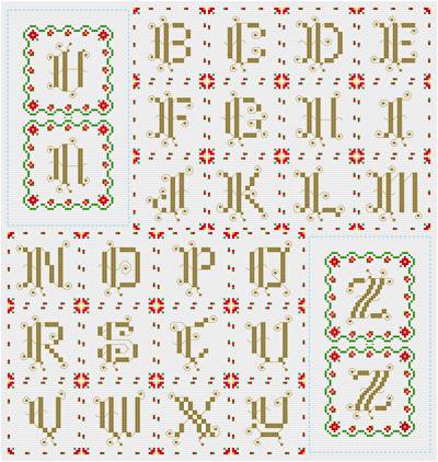 cross stitch pattern Ornate Monograms - Poinsettia Edge