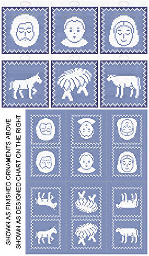 cross stitch pattern Holy Family Plus - 6 Ornament Set