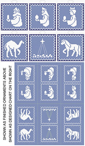 cross stitch pattern 3 Kings Plus - 6 Ornament Set