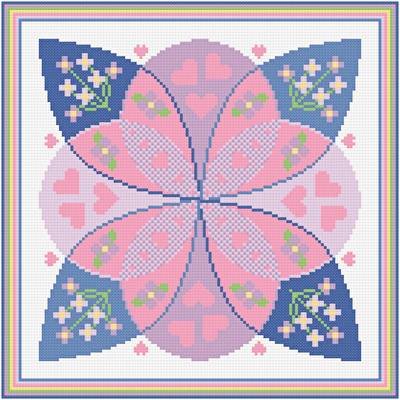 cross stitch pattern Hearts and Flowers