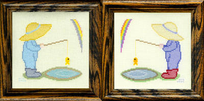 cross stitch pattern Puddles Are for Fishing