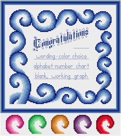 cross stitch pattern Swirling Congratulations