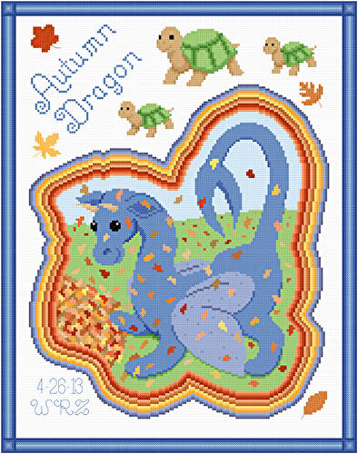 cross stitch pattern Autum Dragon