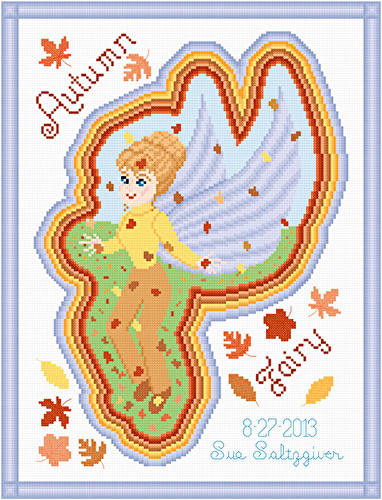cross stitch pattern Autumn Fairy
