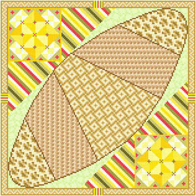 cross stitch pattern Egg and Olive on a Croissant