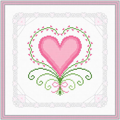 cross stitch pattern Hearts and Lace - Fancy