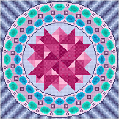 cross stitch pattern Merry Go Round - Blue Edges