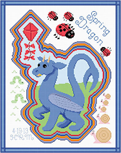 cross stitch pattern Spring Dragon