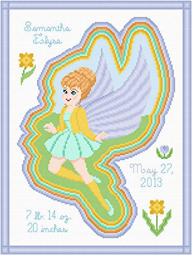 cross stitch pattern Spring Fairy Birth Announcement