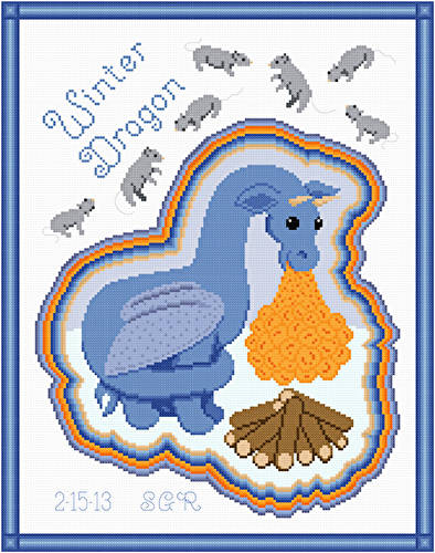 cross stitch pattern Winter Dragon