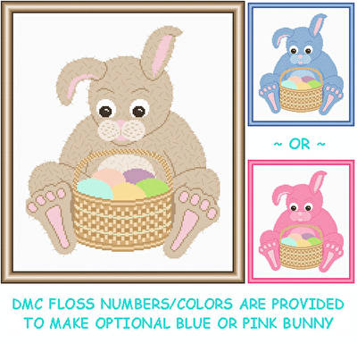 cross stitch pattern Bunny with Easter Basket