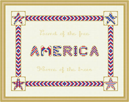 cross stitch pattern America - Protruding Corners