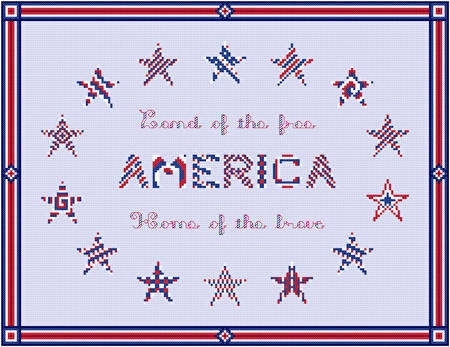 cross stitch pattern America - Star Border