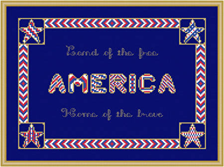 cross stitch pattern America - Rectangular Border