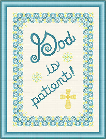 cross stitch pattern God Is Patient - Yellow Flowers