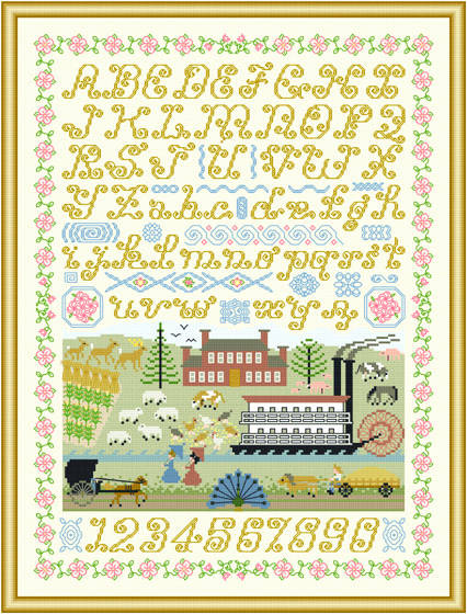 cross stitch pattern Bygone Days Sampler