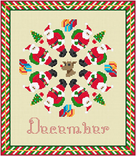 cross stitch pattern December - Santa Holiday