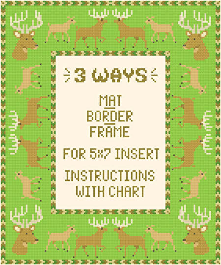 cross stitch pattern Deer Mat/Border/Frame for 5x7 insert