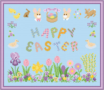 cross stitch pattern Happy Easter