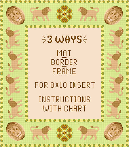 cross stitch pattern Lion Mat-Border-Frame for 8x10 insert
