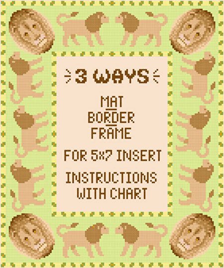 cross stitch pattern Lion Mat/Border/Frame for 5x7 insert