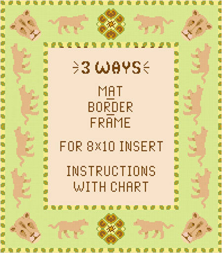 cross stitch pattern Lioness Mat-Border-Frame for 8x10 insert