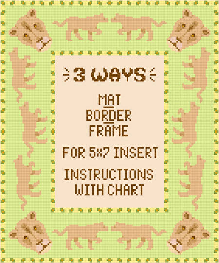 cross stitch pattern Lioness Mat/Border/Frame for 5x7 insert