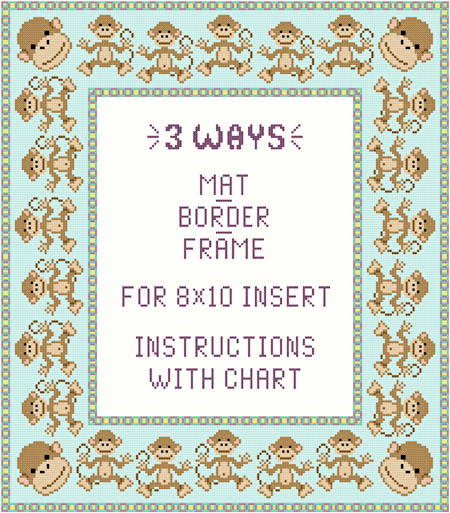 cross stitch pattern Monkey Mat-Border-Frame for 8x10 insert