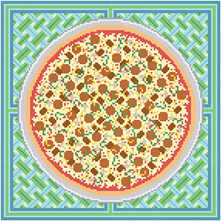 cross stitch pattern Pizza with Everything