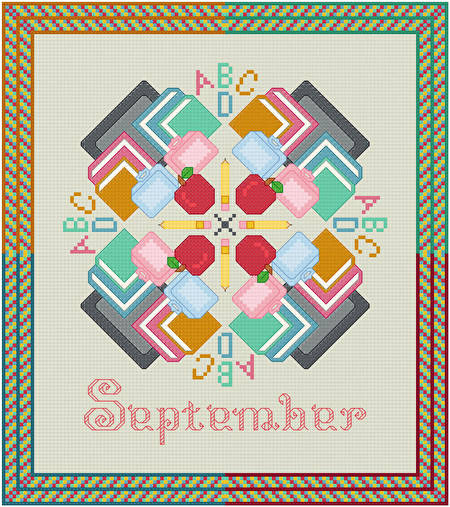 cross stitch pattern September - Back to School
