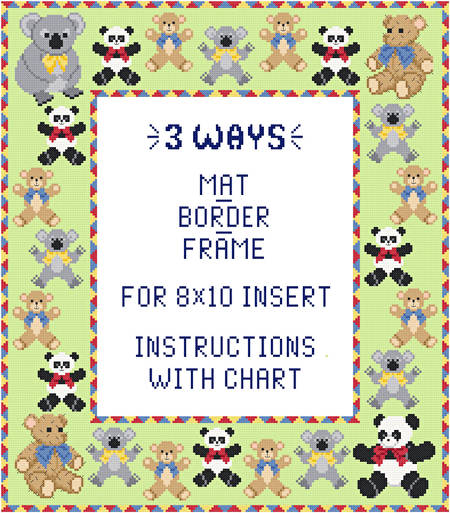 cross stitch pattern Teddy Mat/Border/Frame for 8x10 insert