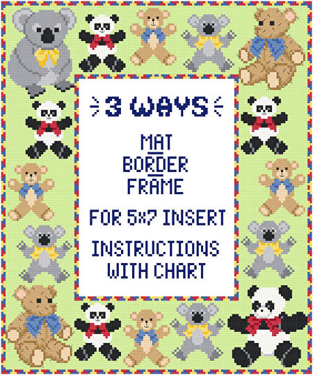 cross stitch pattern Teddy Mat/Border/Frame for 5x7 insert