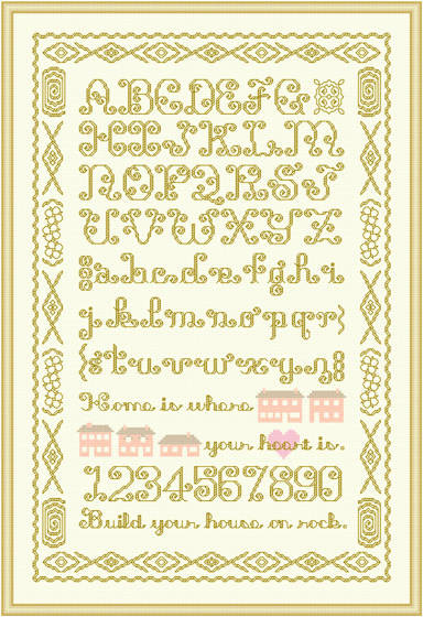 cross stitch pattern Extravagant Alphabet Sampler