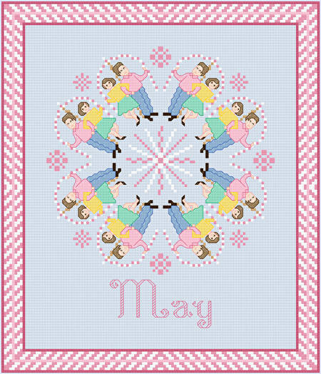 cross stitch pattern May - May Pole Dancing