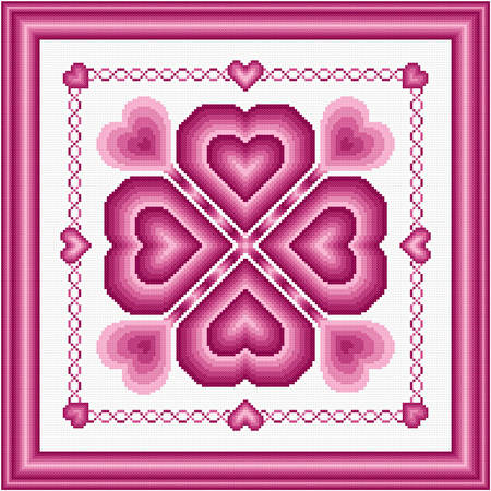 cross stitch pattern Romantic Hearts