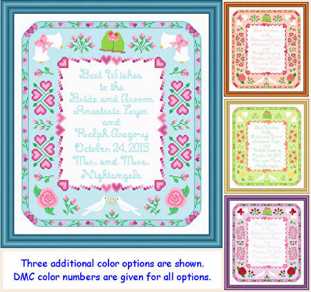 cross stitch pattern Wedding Announcement (14x16)