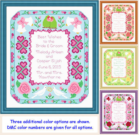 cross stitch pattern Wedding Announcement (10x12)