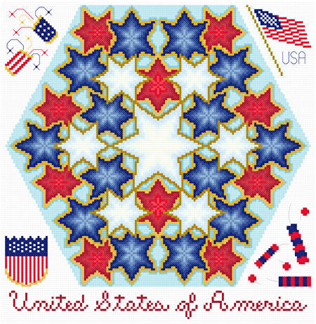 cross stitch pattern Kaleidoscope - USA Patriotism