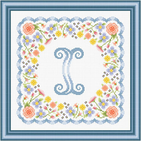 cross stitch pattern Monogram in Flowers - I