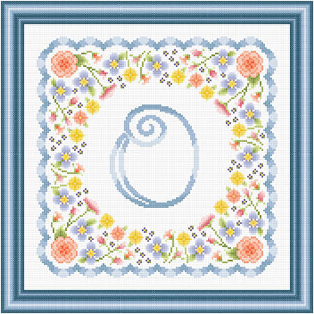 cross stitch pattern Monogram in Flowers - O