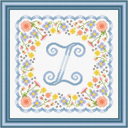 cross stitch pattern Monogram in Flowers - Z