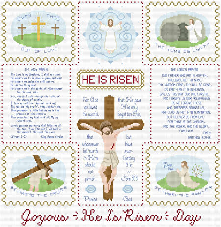 cross stitch pattern Joyous He Is Risen Day