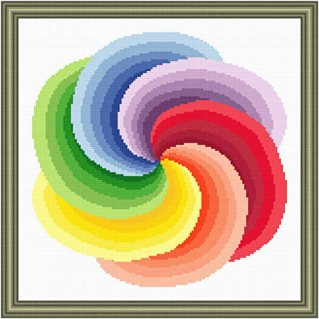 cross stitch pattern Spiraling Rainbow Pinwheel