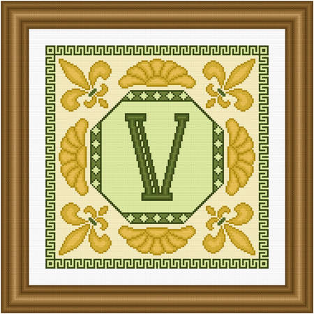 cross stitch pattern Classic Monogram - V