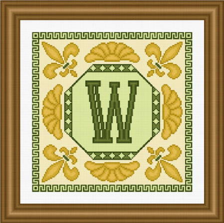 cross stitch pattern Classic Monogram - W