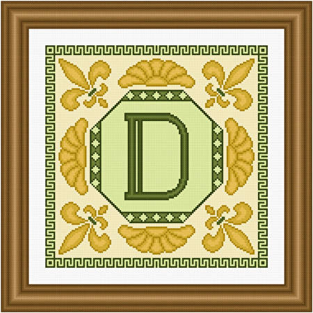 cross stitch pattern Classic Monogram - D
