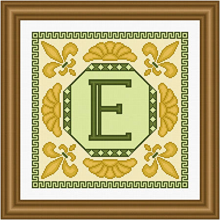 cross stitch pattern Classic Monogram - E